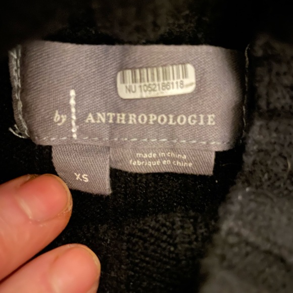 Anthropologie Black Crop Ribbed Knit Sweater with Twist Front - Picture 6 of 10